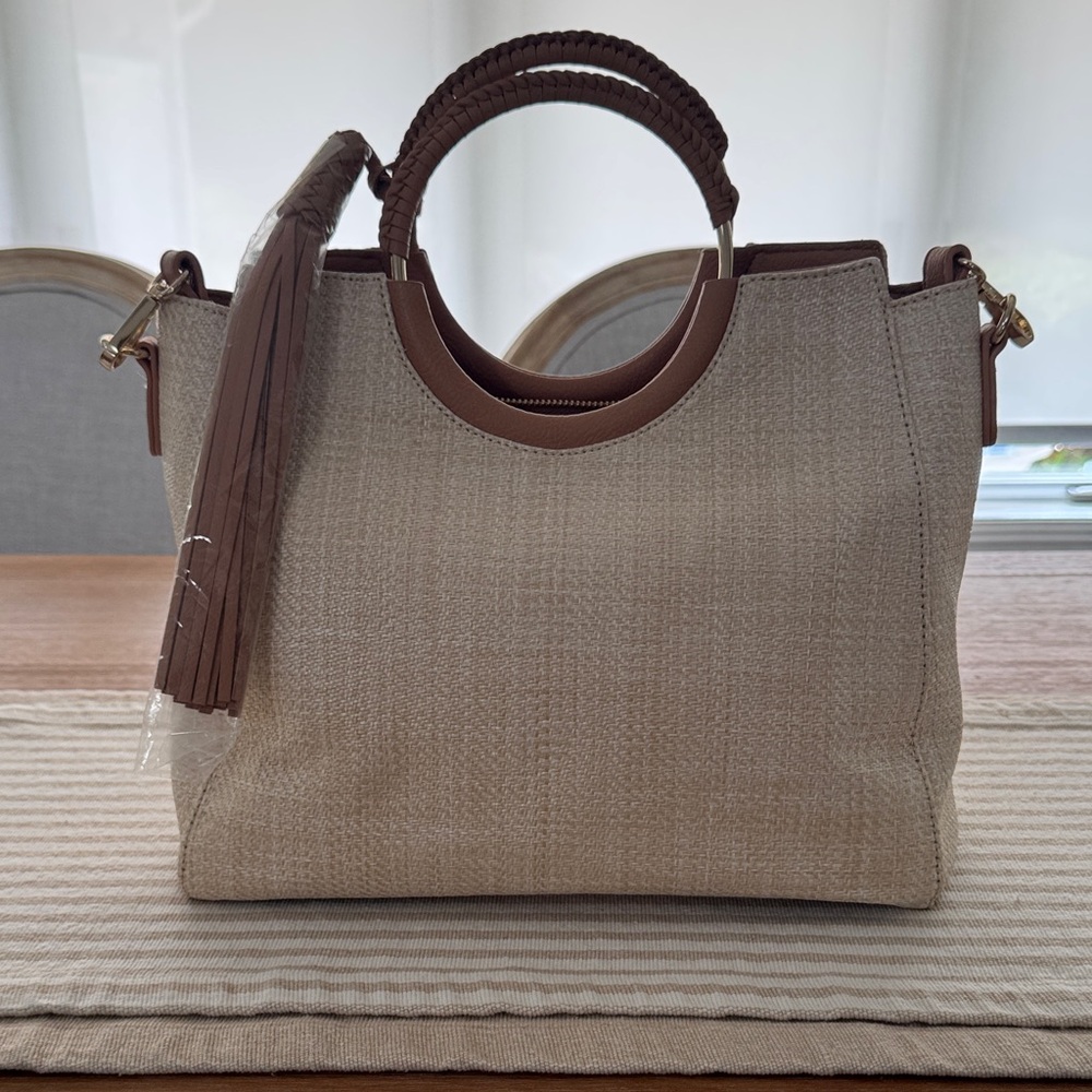 Sole Society Elegant Cream and Brown Women's Handbag